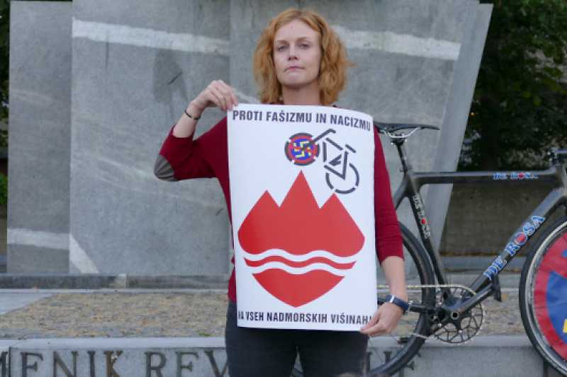 Das Fahrrad als Symbol der Proteste gegen die Janša-Regierung