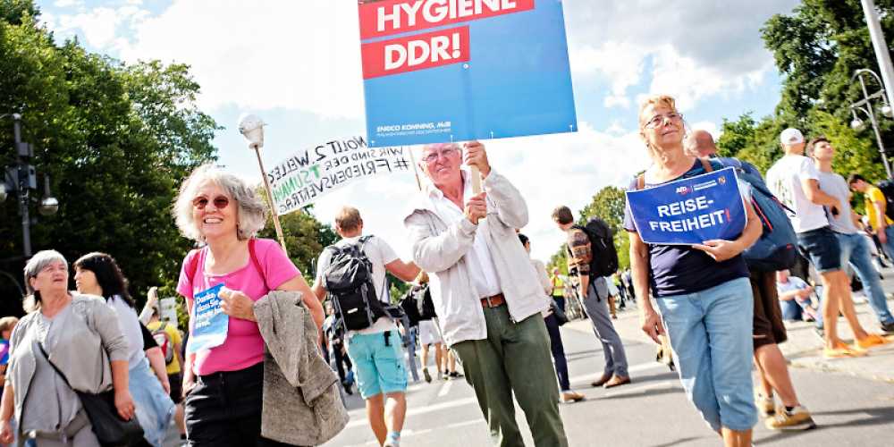 Auf der „Querdenken“-Demo am 29. August 2020 in Berlin war die AfD zahlreich vertreten.