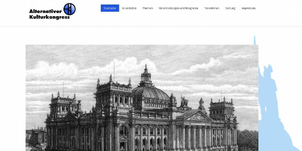 Bundestag und Herrmannsdenkmal - Screenshot der Website