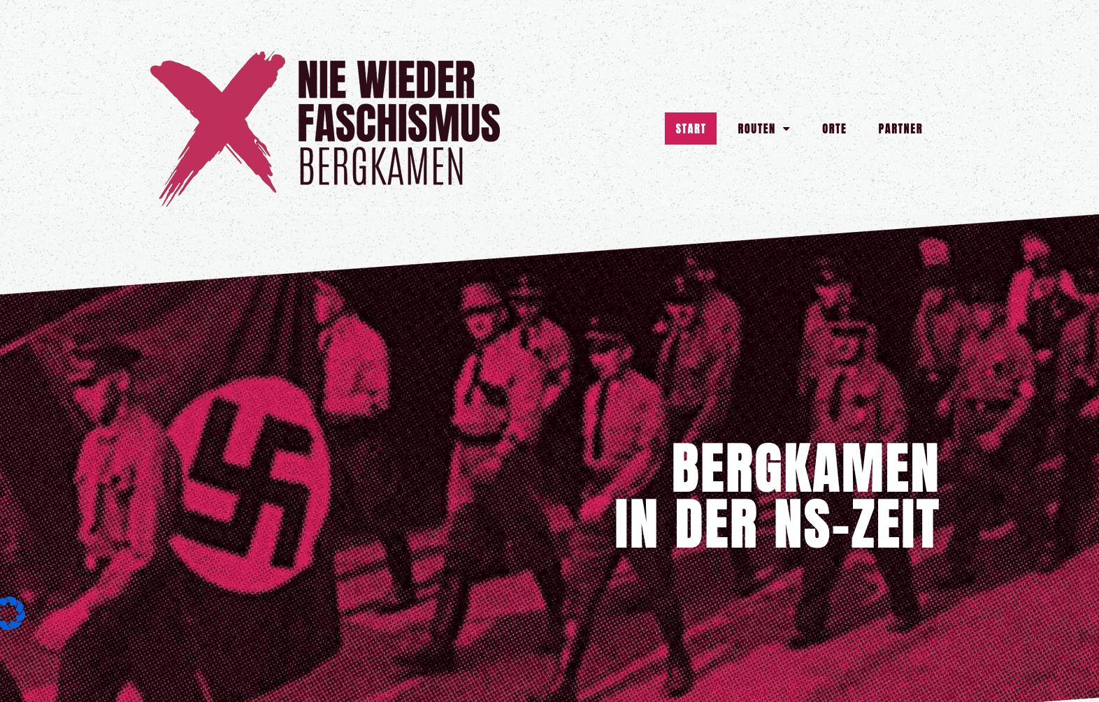 Screenshot der Projekt-Website www.nie-wieder-faschismus-bergkamen.de
