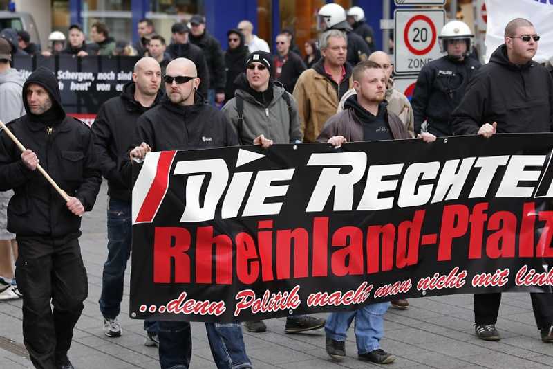 Überschaubar: der Landesverband Rheinland-Pfalz von „Die Rechte“ am 15. März in Koblenz