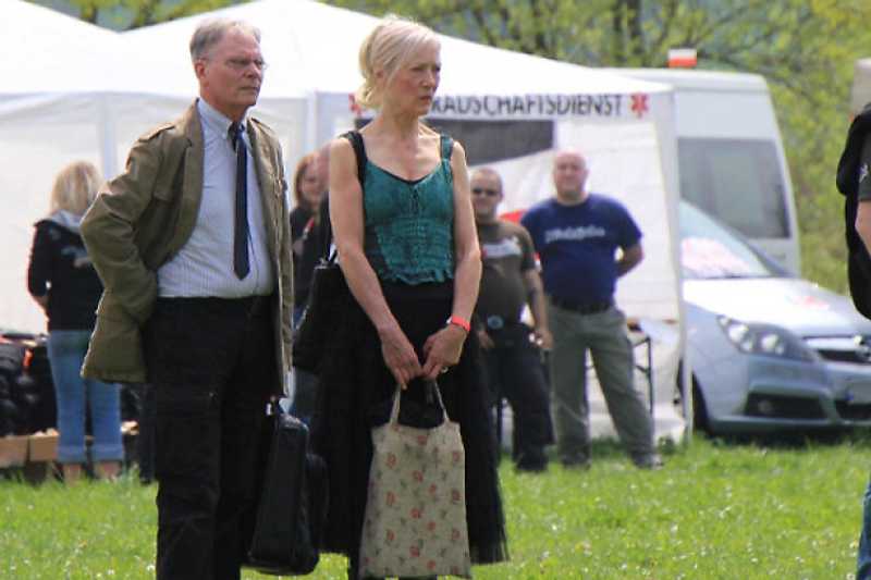 Pierre Krebs (l.) beim "Eichsfeldtag" 2013 in Leinefelde.