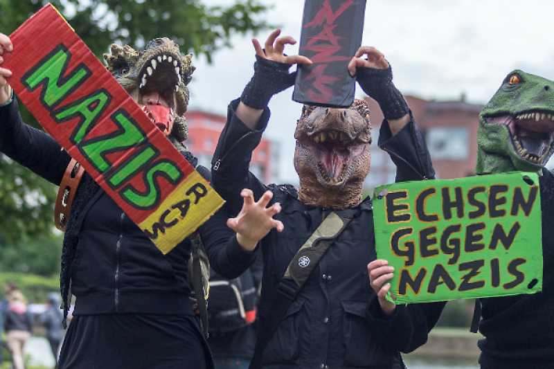 Antifaschistische Protestaktion am 23. Mai 2020 in Frankfurt am Main.