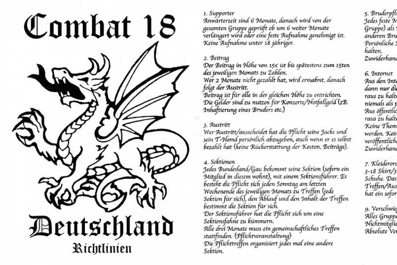 Combat 18 Deutschland hat sich eine Art Satzung gegeben.